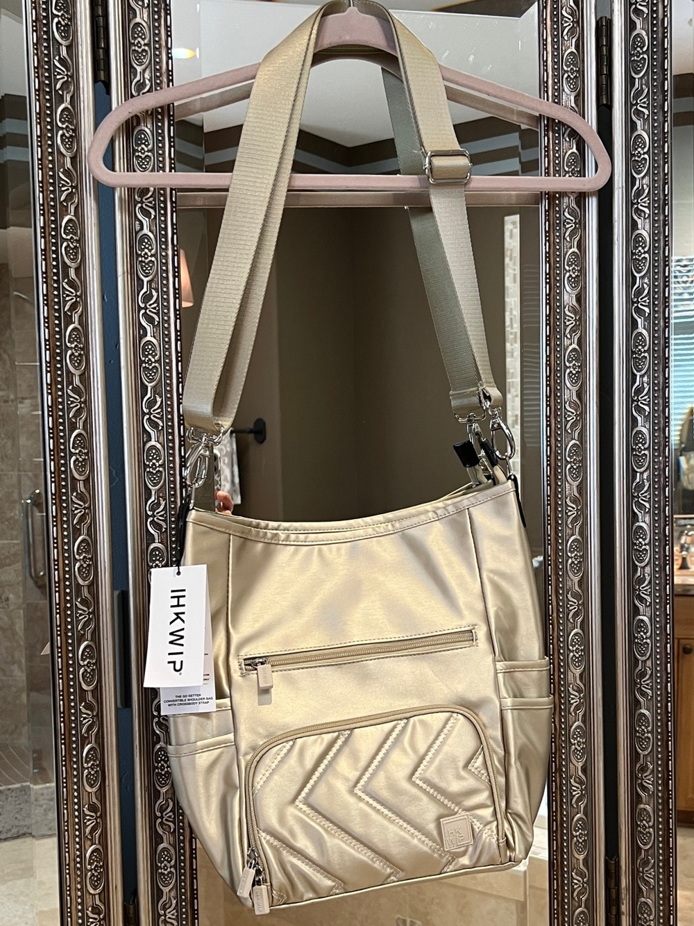IHKWIP Go Getter Shoulder Bag W/Crossbody Strap - Metallic Champagne